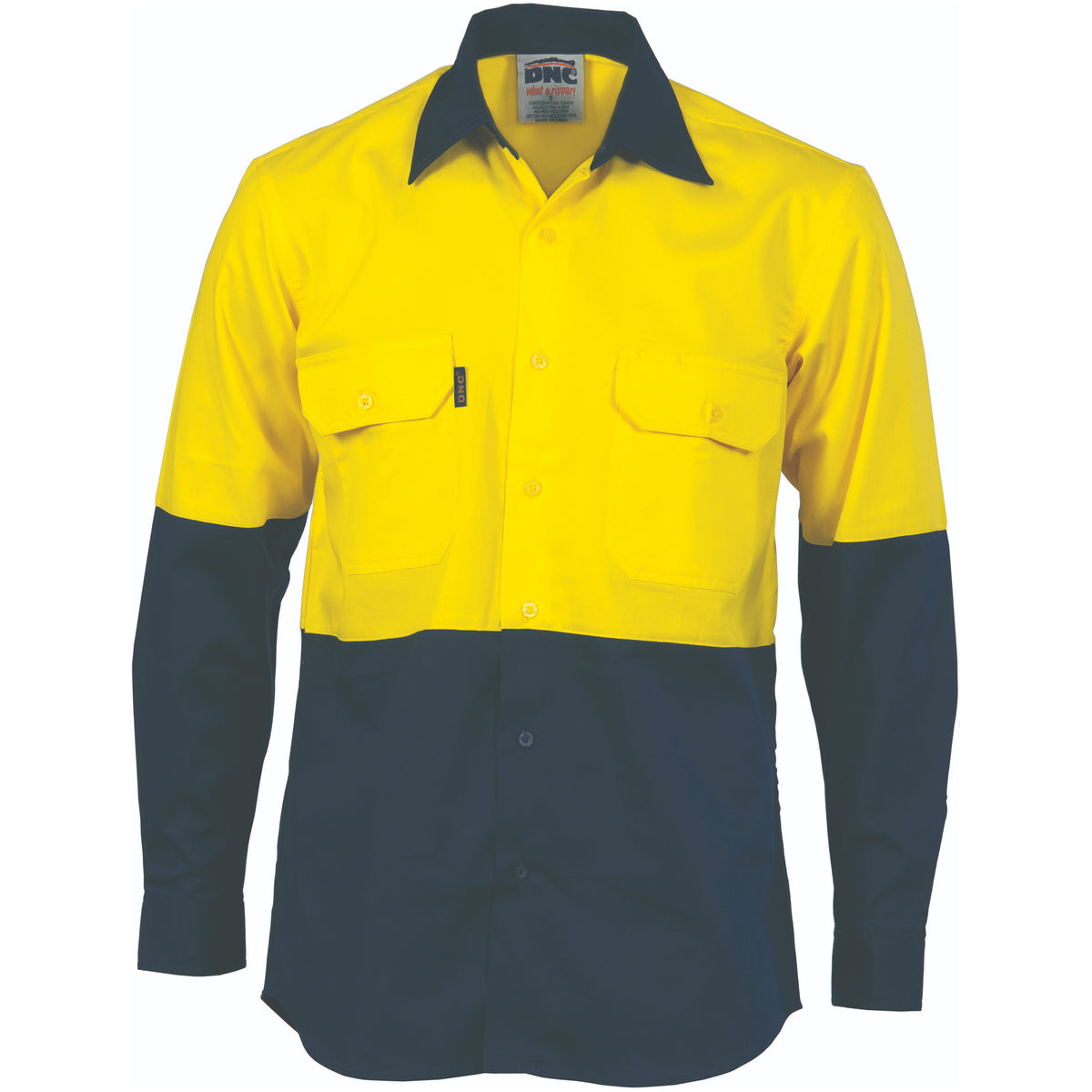 DNC Workwear HiVis Cool-Breeze Vertical Vented Cotton Shirt - Long sleeve 3732