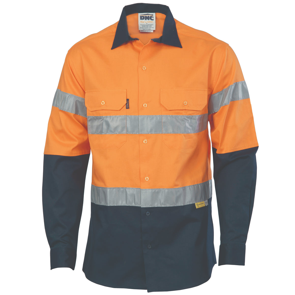 DNC Workwear HiVis Two Tone Drill Shirt with 3M8906 R/Tape - Long Sleeve 3736