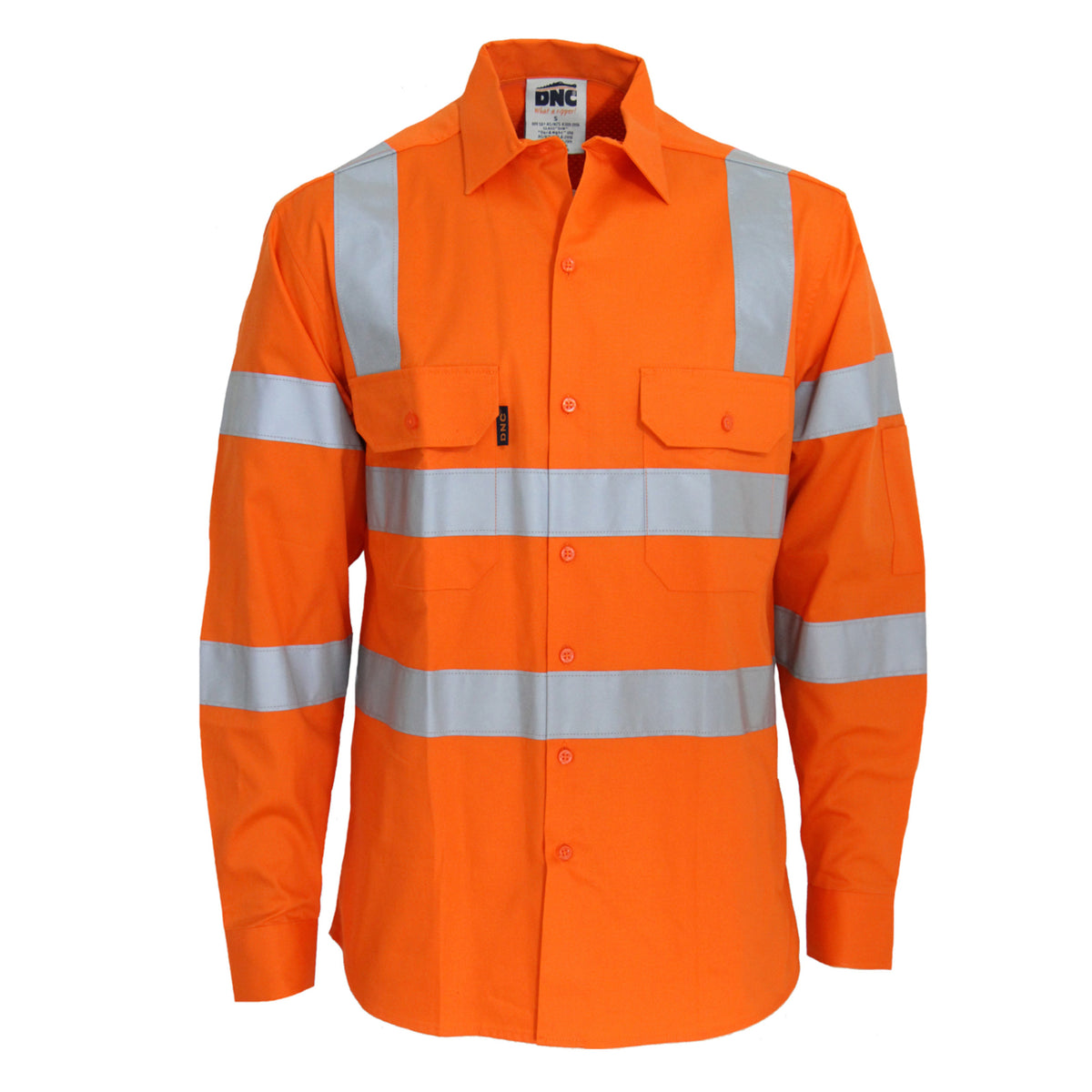 DNC Workwear HiVis Lightweight CSR R/Tape VIC Rail Shirt - Long Sleeve 3741