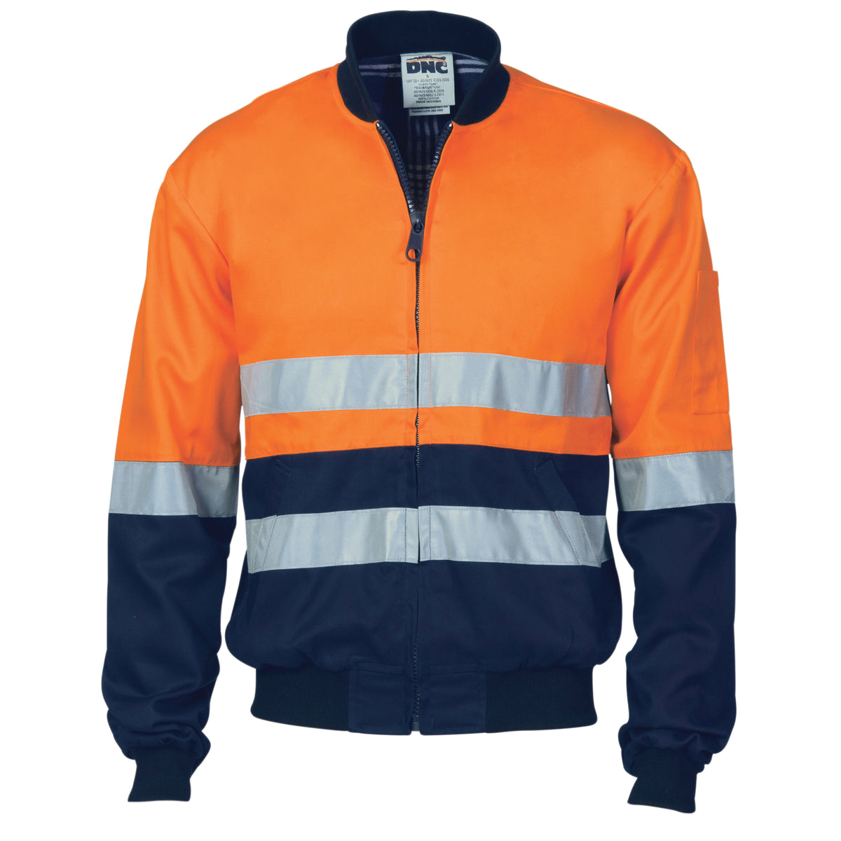 DNC Workwear HiVis Two Tone D/N Cotton Bomber Jacket with CSR R/tape 3758