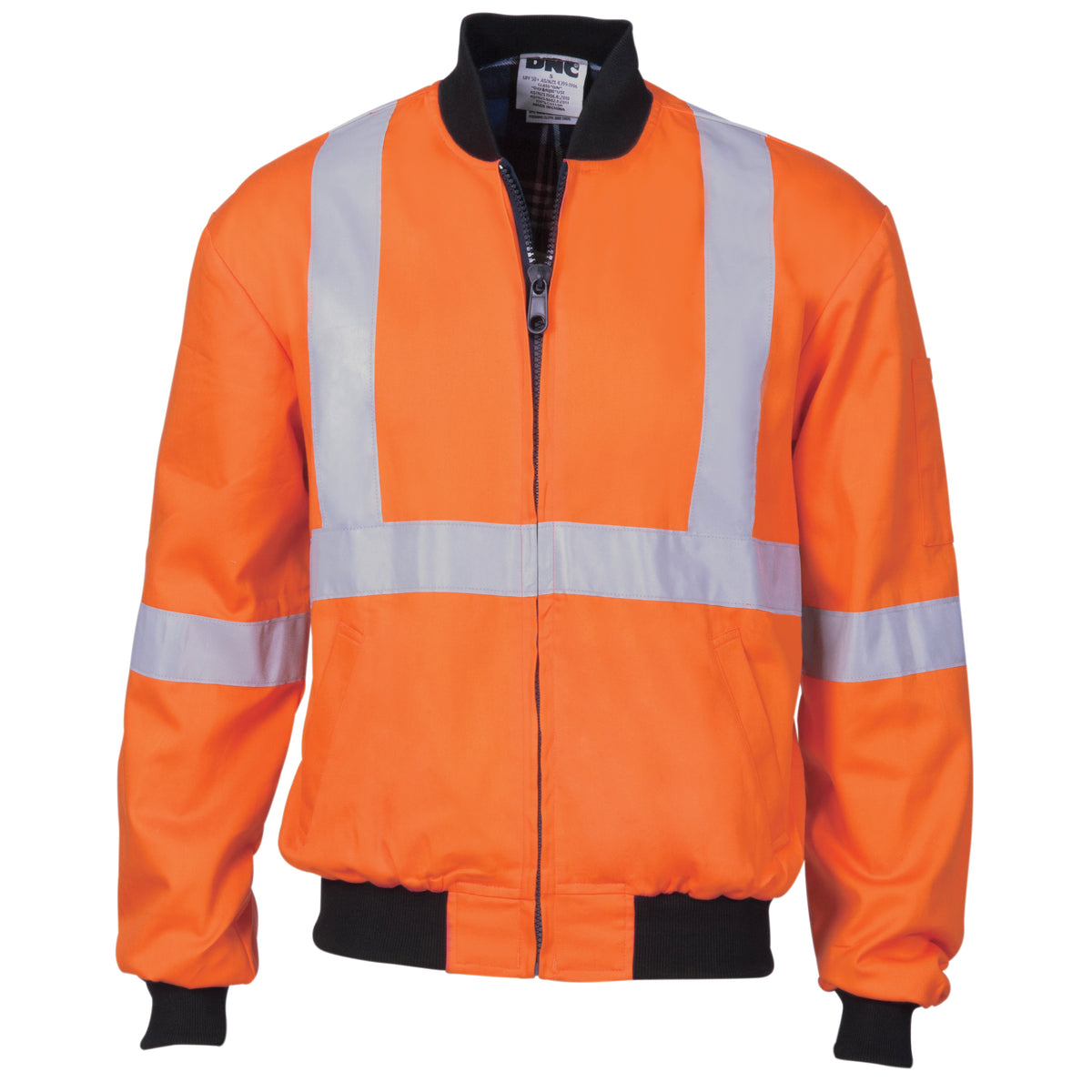 DNC Workwear HiVis Cotton Bomber Jacket with "X" Back & Additional CSR R/Tape Below Tail 3759