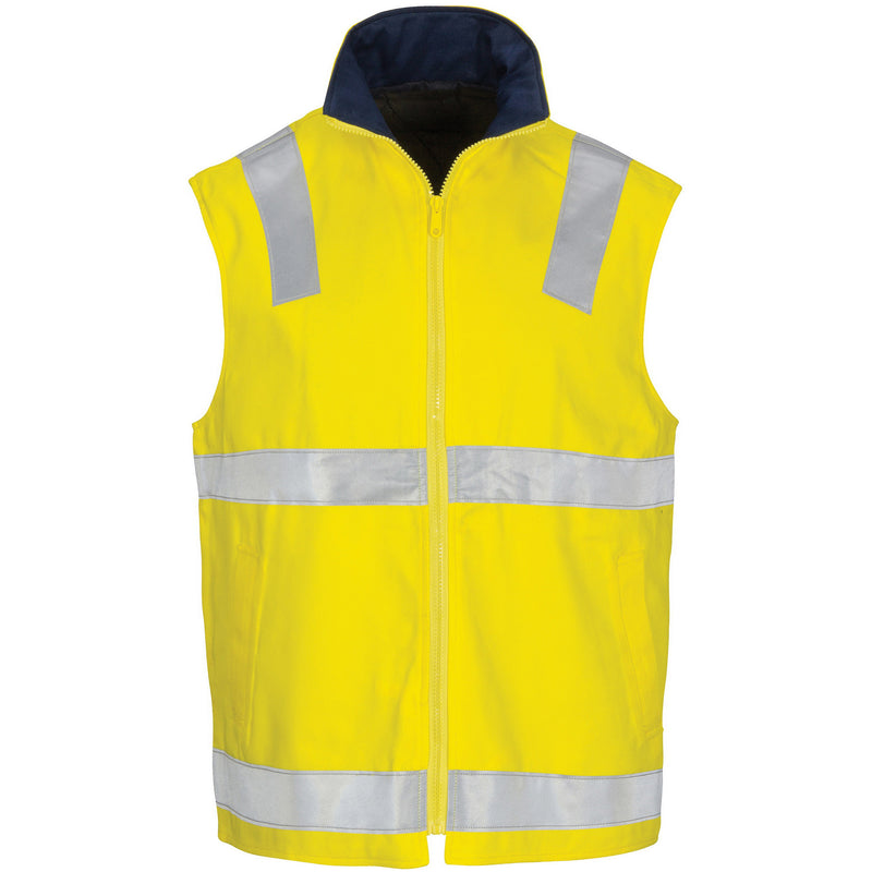 DNC Workwear HiVis Cotton Drill Reversible Vest with CSR R/Tape 3765