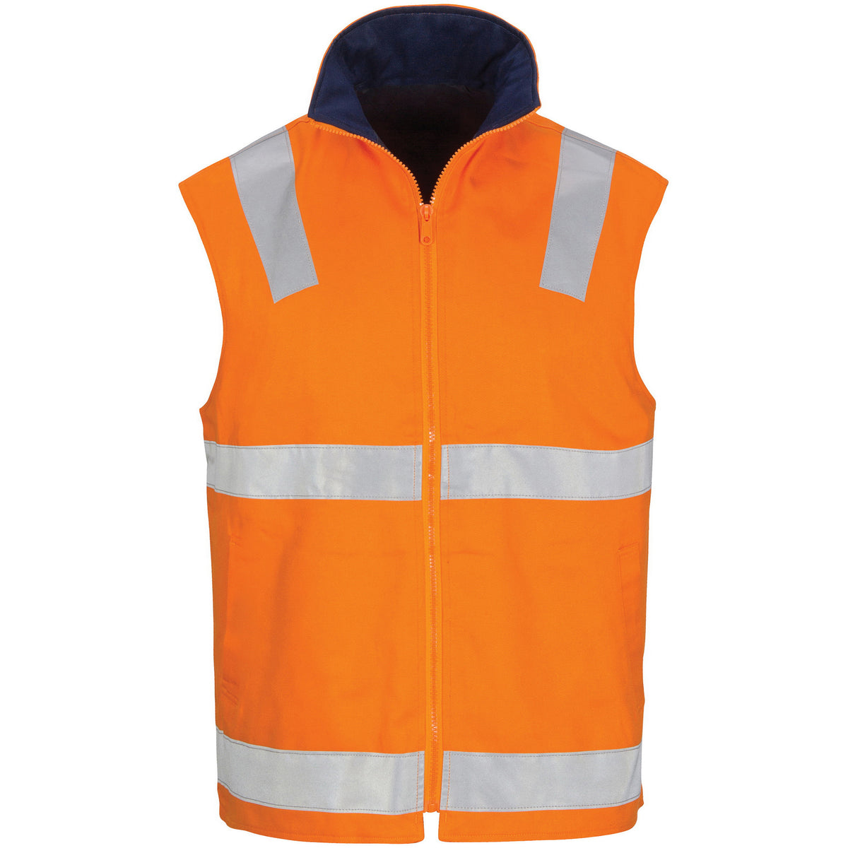 DNC Workwear HiVis Cotton Drill Reversible Vest with CSR R/Tape 3765