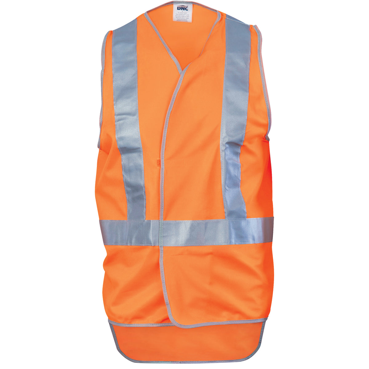 DNC Workwear Day/Night "X" Back Safety Vests with Tail 3802