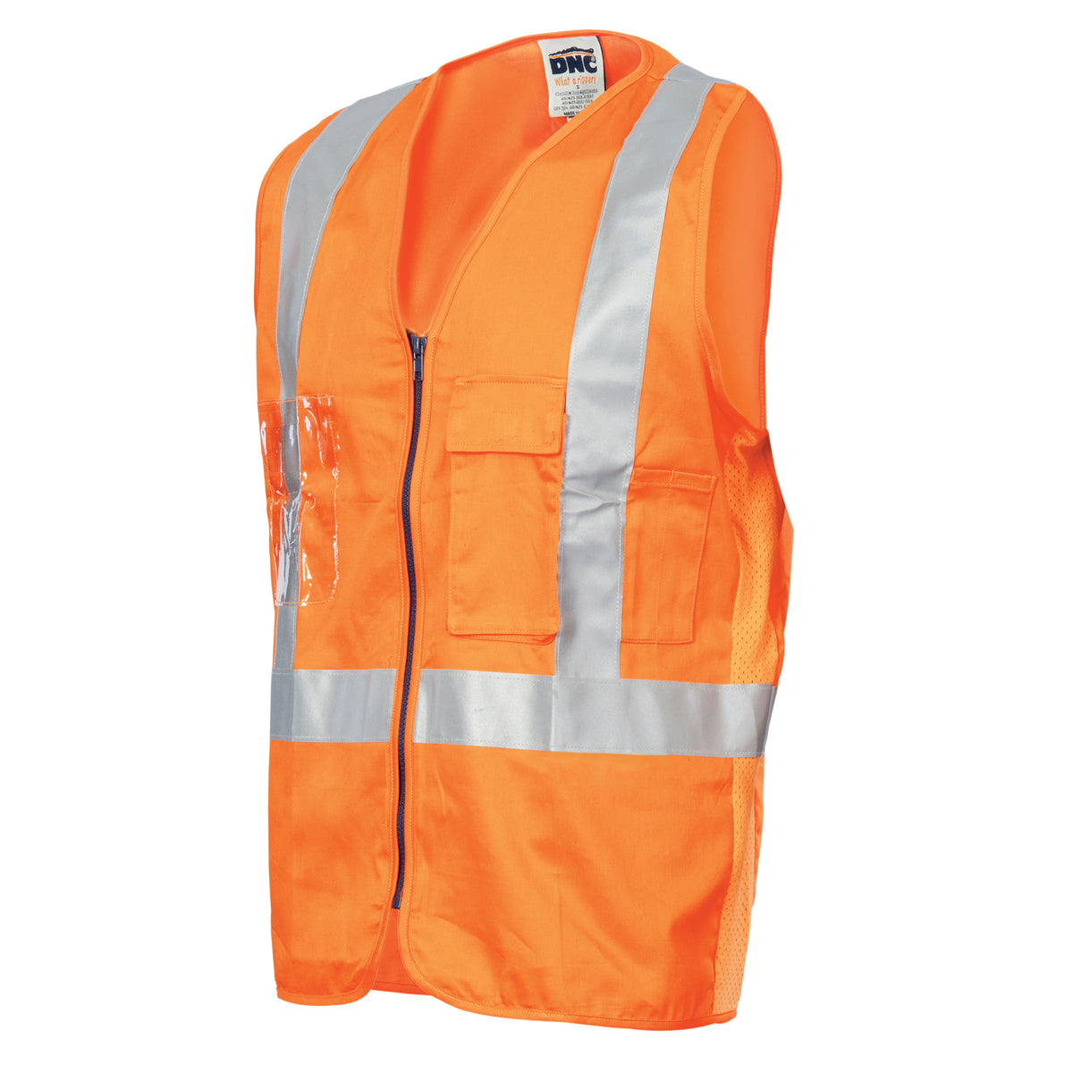 DNC Workwear Day/Night "X" Back Cotton Safety Vest with CSR R/Tape 3810