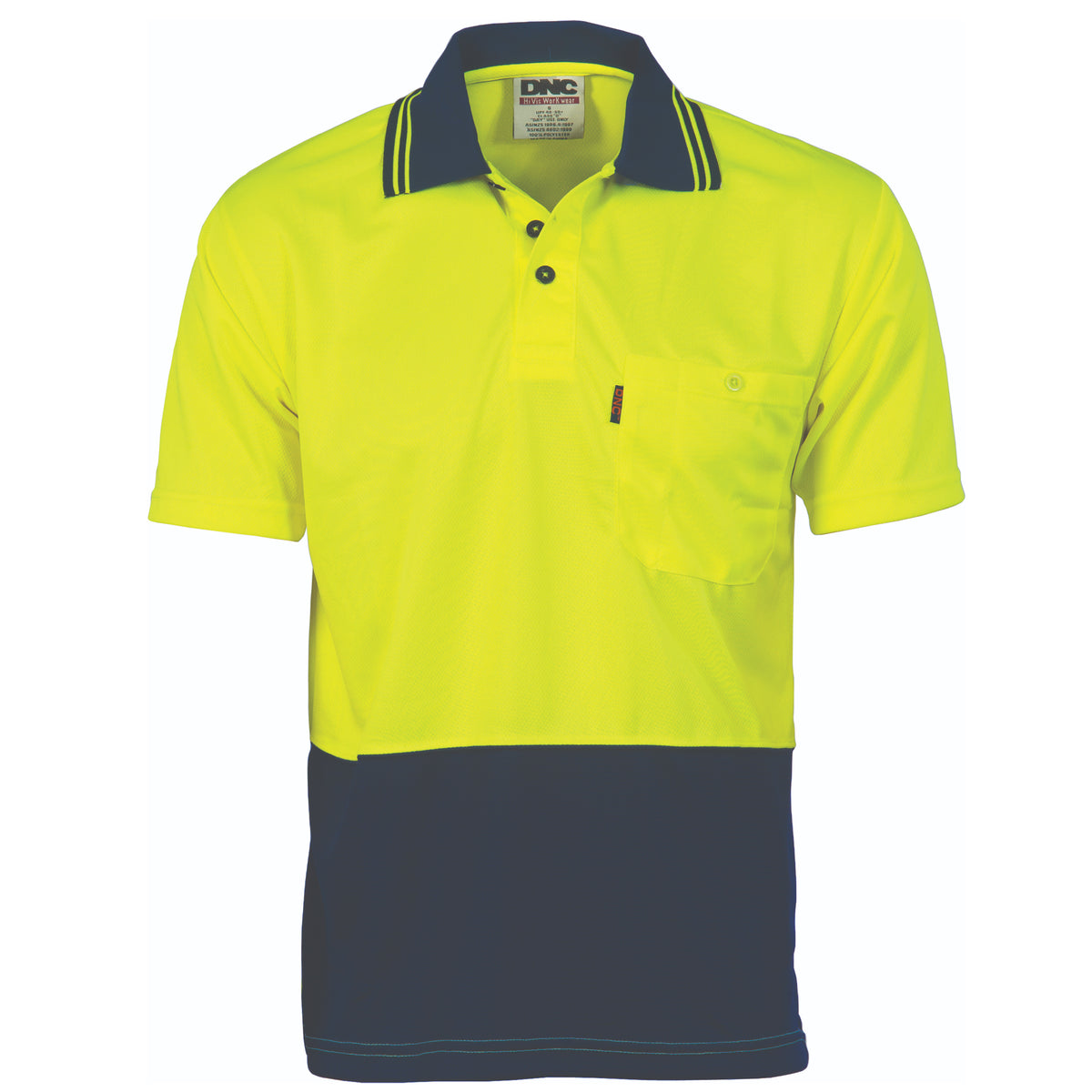 DNC Workwear HiVis Two Tone Cool Breathe Polo Shirt - Short Sleeve 3811