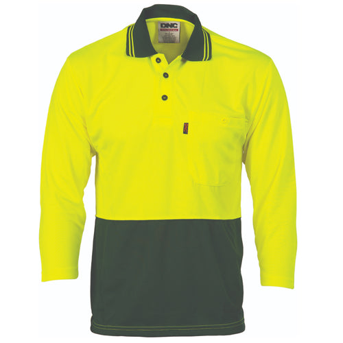 HiVis Two Tone Cool Breathe Polo Shirt, 3/4 Sleeve - 3812