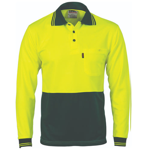 HiVis Two Tone Cool Breathe Polo Shirt - Long Sleeve - 3813
