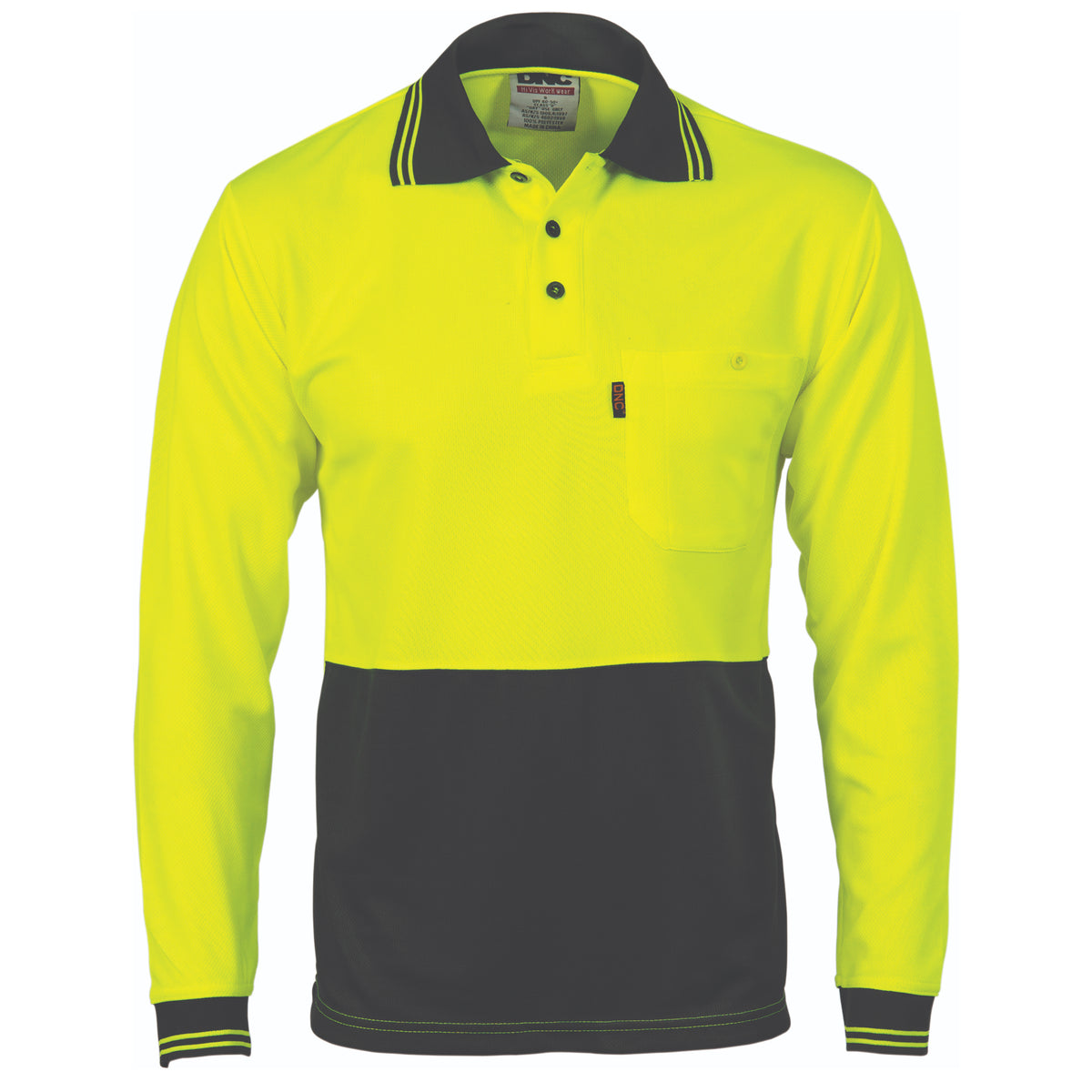 DNC Workwear HiVis Two Tone Cool Breathe Polo Shirt - Long Sleeve 3813