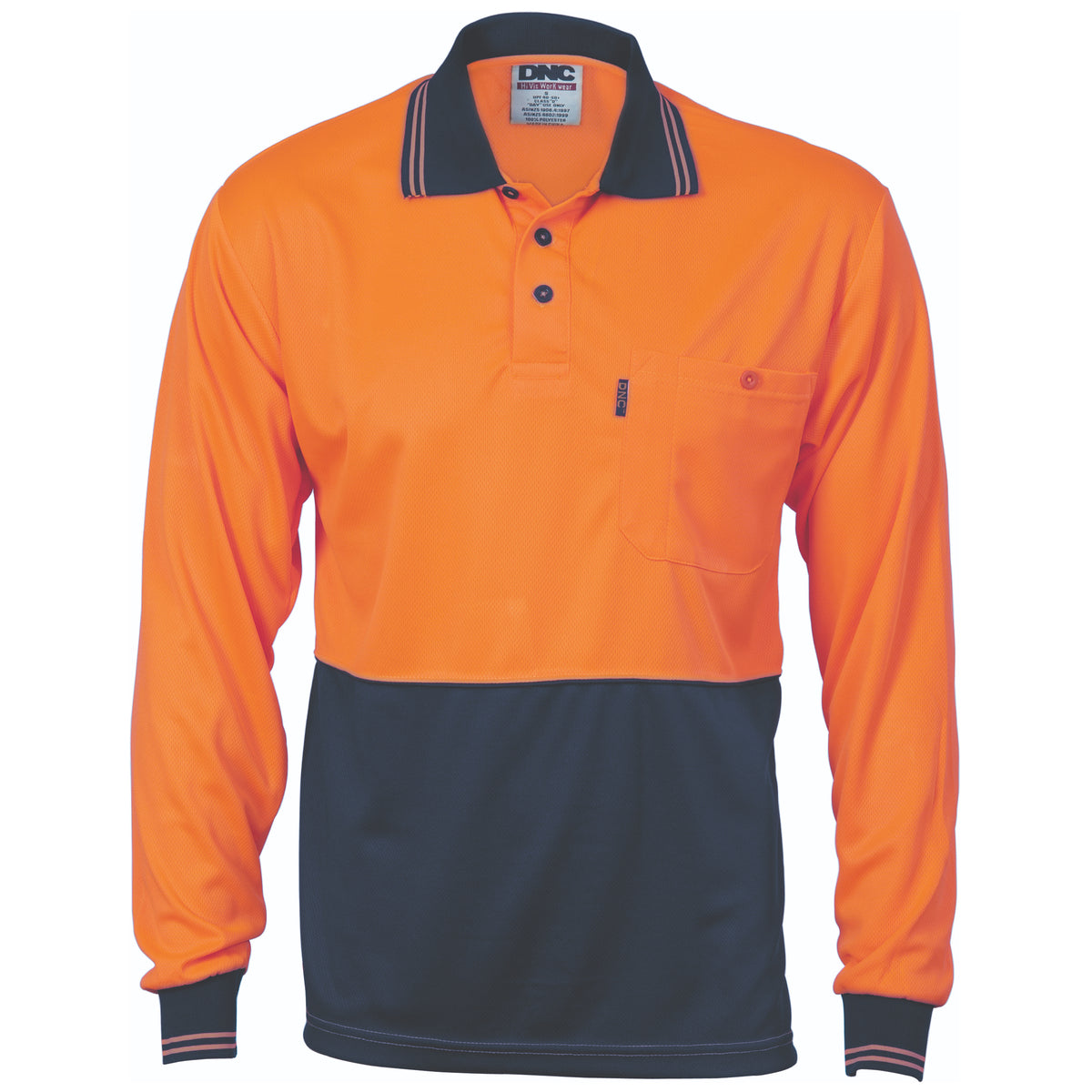 DNC Workwear HiVis Two Tone Cool Breathe Polo Shirt - Long Sleeve 3813