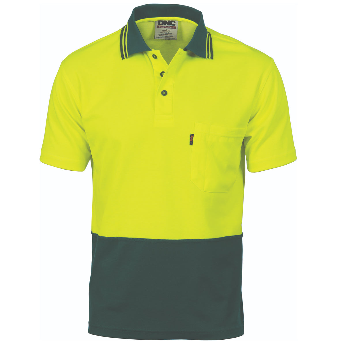 DNC Workwear Cotton Back HiVis Two Tone Fluro Polo - Short Sleeve 3814