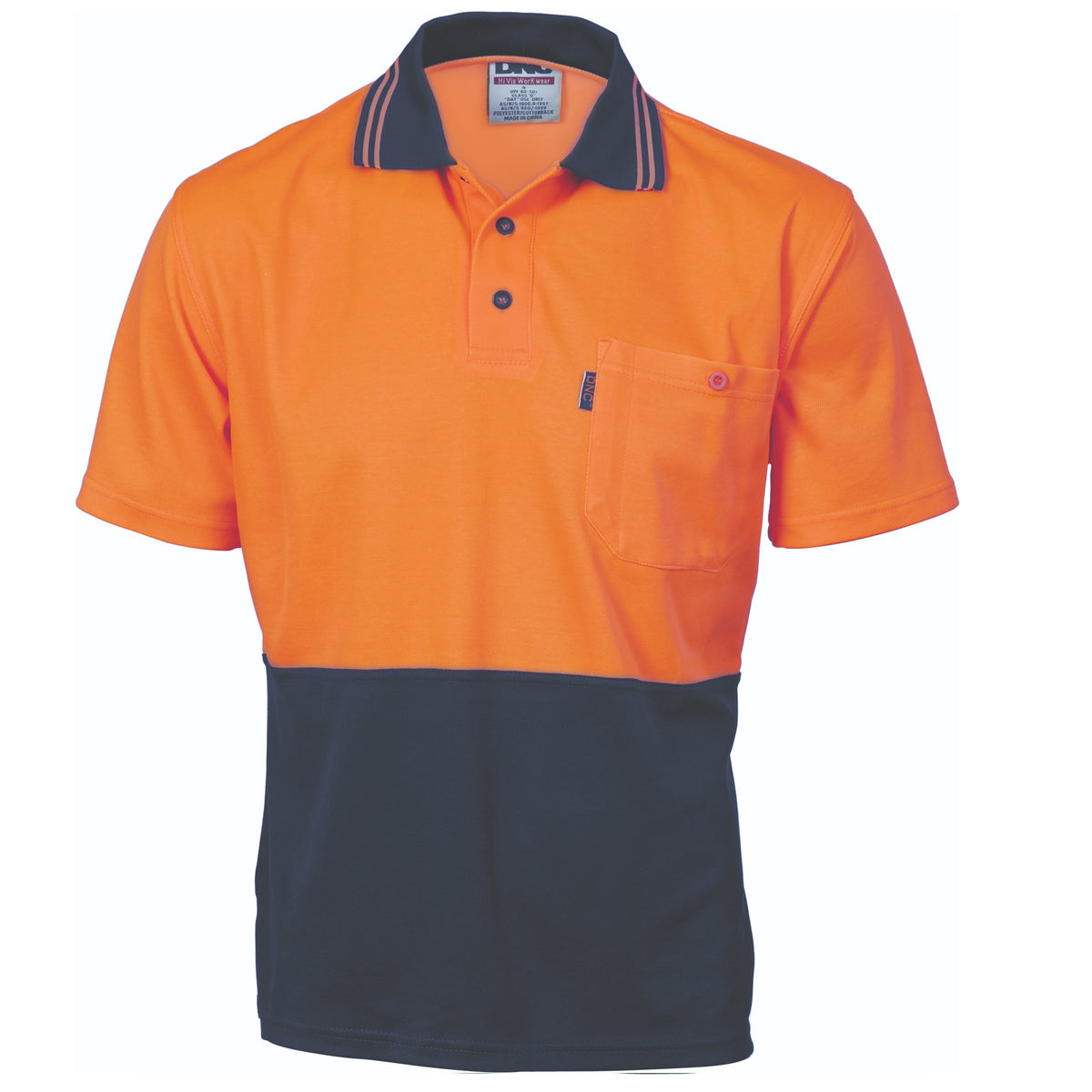 DNC Workwear Cotton Back HiVis Two Tone Fluro Polo - Short Sleeve 3814