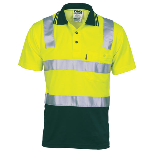 Cotton Back HiVis Two Tone Polo Shirt with CSR R/Tape - Short Sleeve - 3817