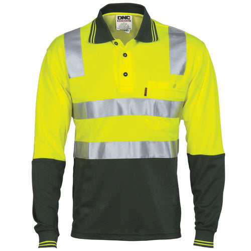 Cotton Back HiVis Two Tone Polo Shirt with CSR R/Tape - L/S - 3818