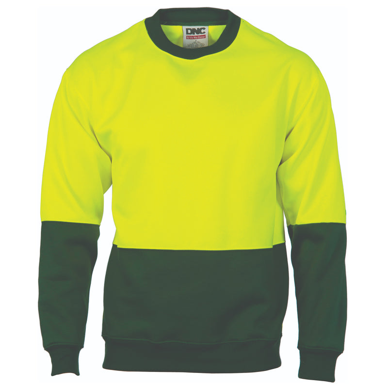 DNC Workwear HiVis Two Tone Fleecy Sweatshirt (Sloppy Joe) Crew Neck 3821
