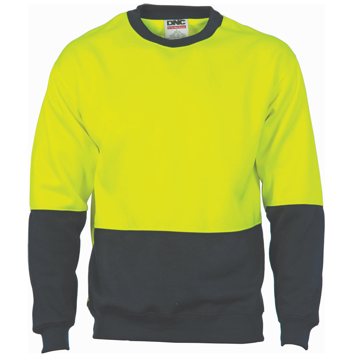 DNC Workwear HiVis Two Tone Fleecy Sweatshirt (Sloppy Joe) Crew Neck 3821