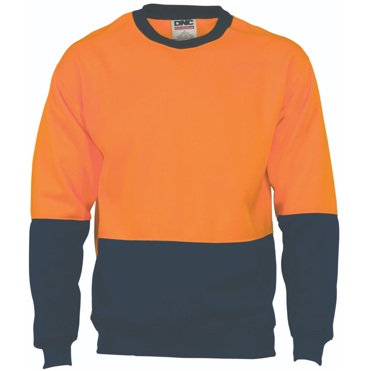 DNC Workwear HiVis Two Tone Fleecy Sweatshirt (Sloppy Joe) Crew Neck 3821