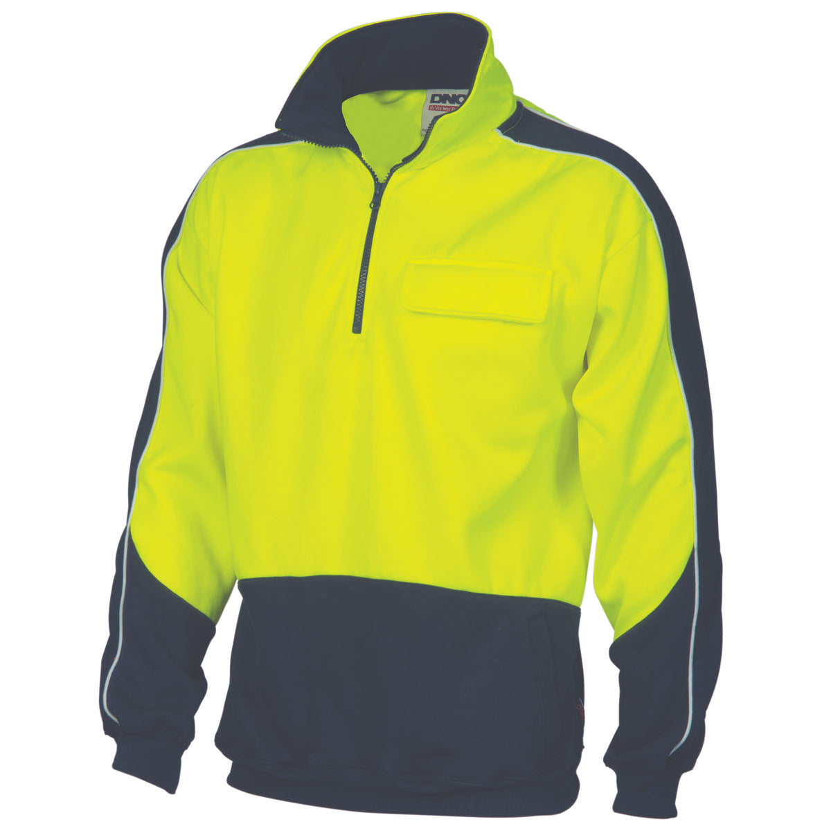 DNC Workwear HiVis Two Tone 1/2 Zip Hi-Neck Panel Fleecy Windcheater 3823