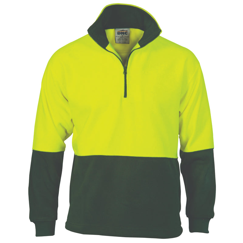 DNC Workwear HiVis Two Tone 1/2 Zip Polar Fleece 3825