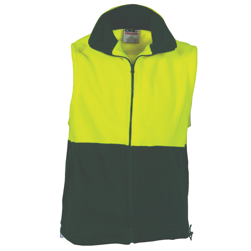 DNC Workwear HiVis Two Tone Full Zip Polar Fleece Vest 3828