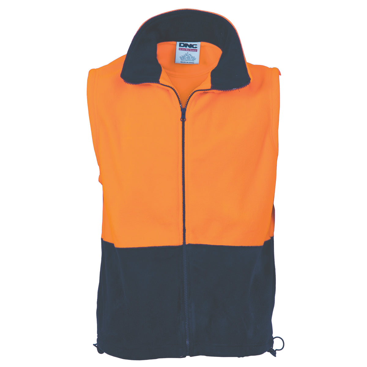 DNC Workwear HiVis Two Tone Full Zip Polar Fleece Vest 3828