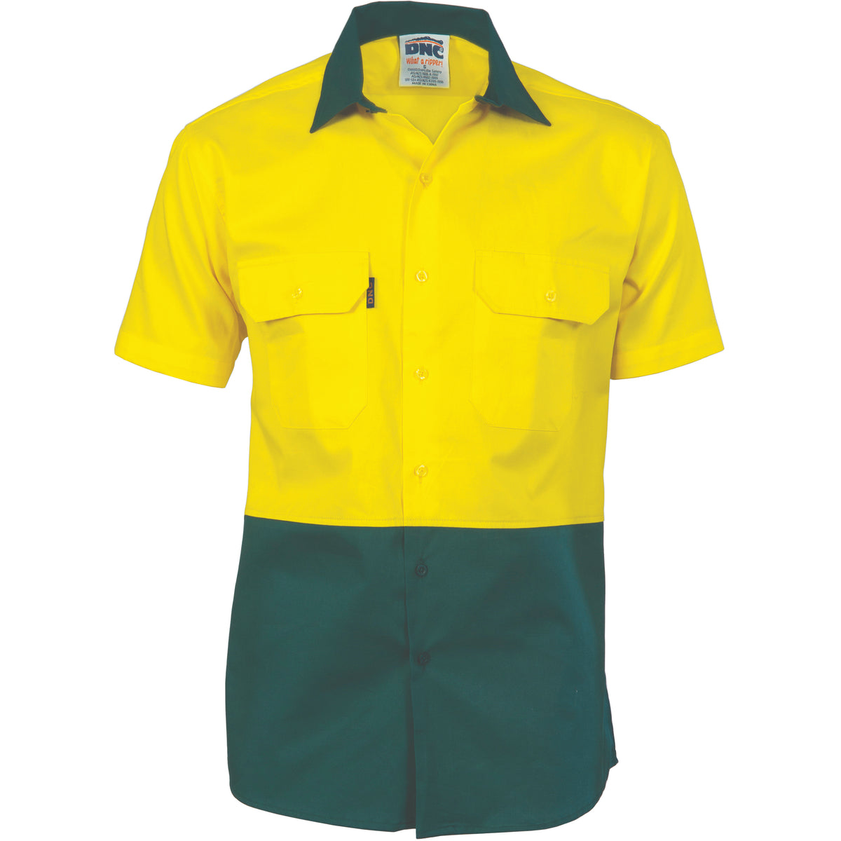 DNC Workwear HiVis Two Tone Cotton Drill Shirt - Short Sleeve 3831