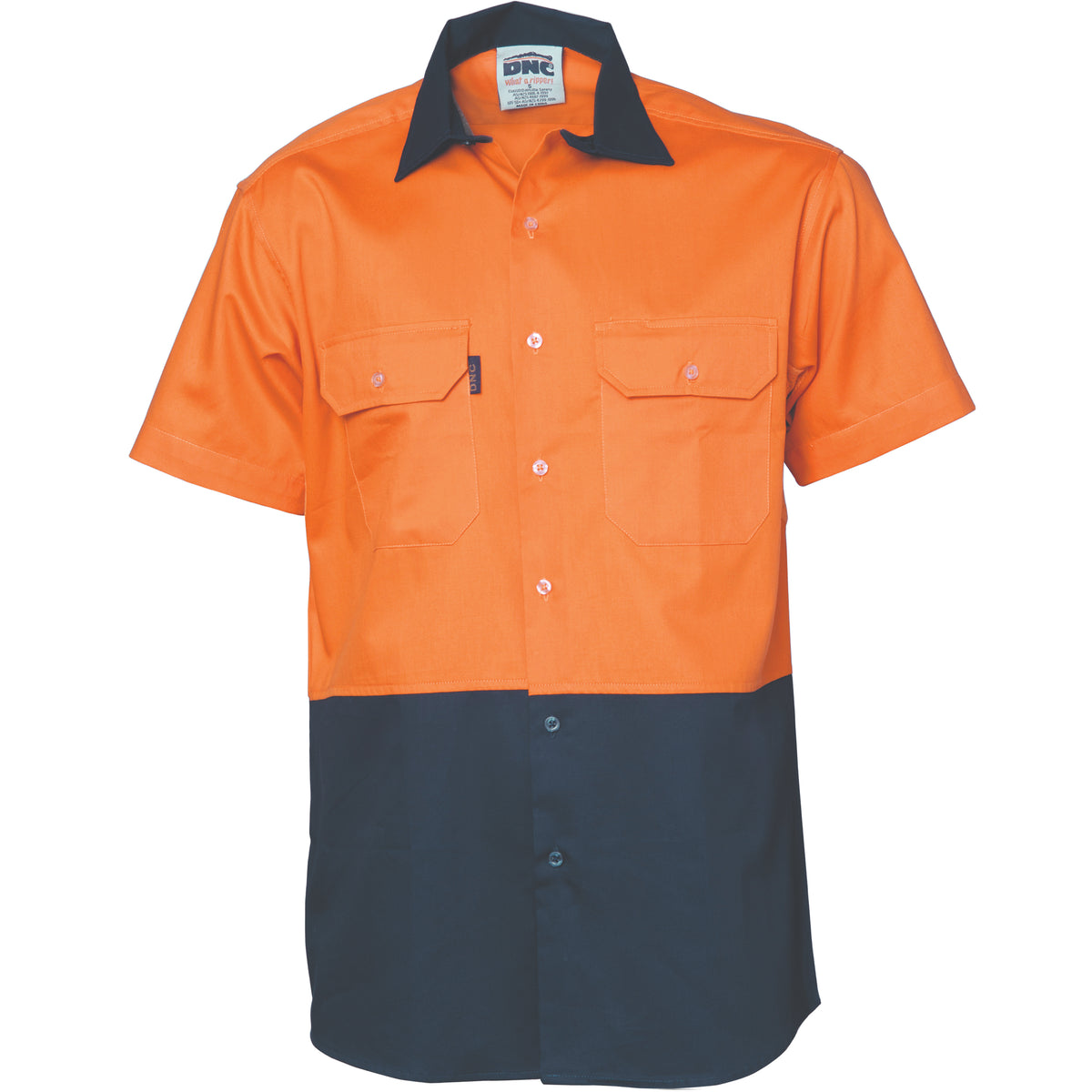 DNC Workwear HiVis Two Tone Cotton Drill Shirt - Short Sleeve 3831