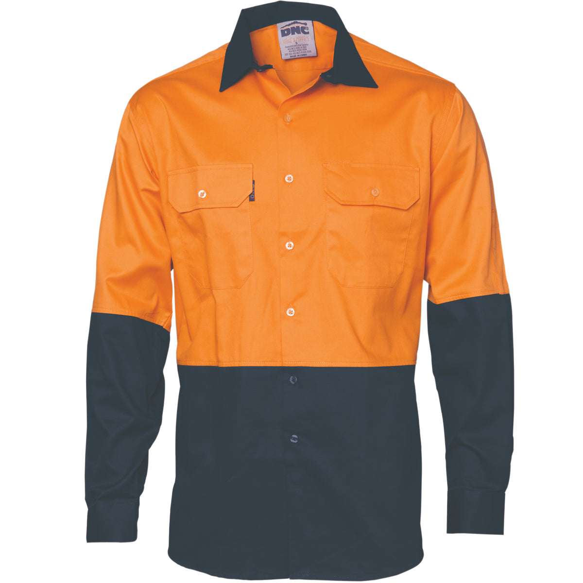 DNC Workwear HiVis Two Tone Cotton Drill Shirt - Long Sleeve 3832