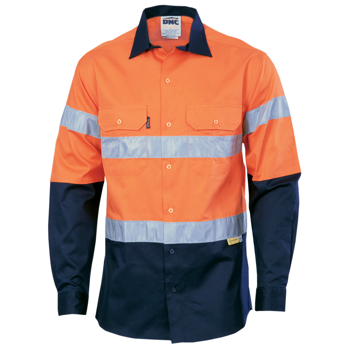 DNC Workwear HiVis Two Tone Drill Shirt with 3M 8910 R/Tape - Long Sleeve 3836