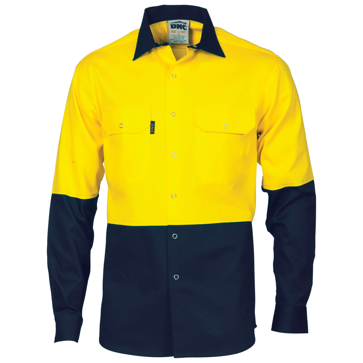 DNC Workwear HiVis Two Tone Drill Shirt with Press Studs 3838