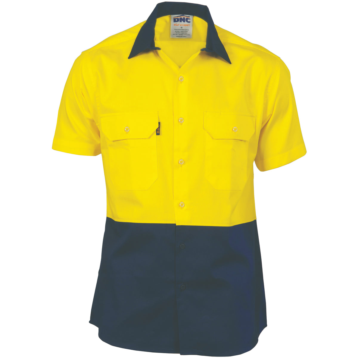 DNC Workwear HiVis Two Tone Cool-Breeze Cotton Shirt - Short Sleeve 3839