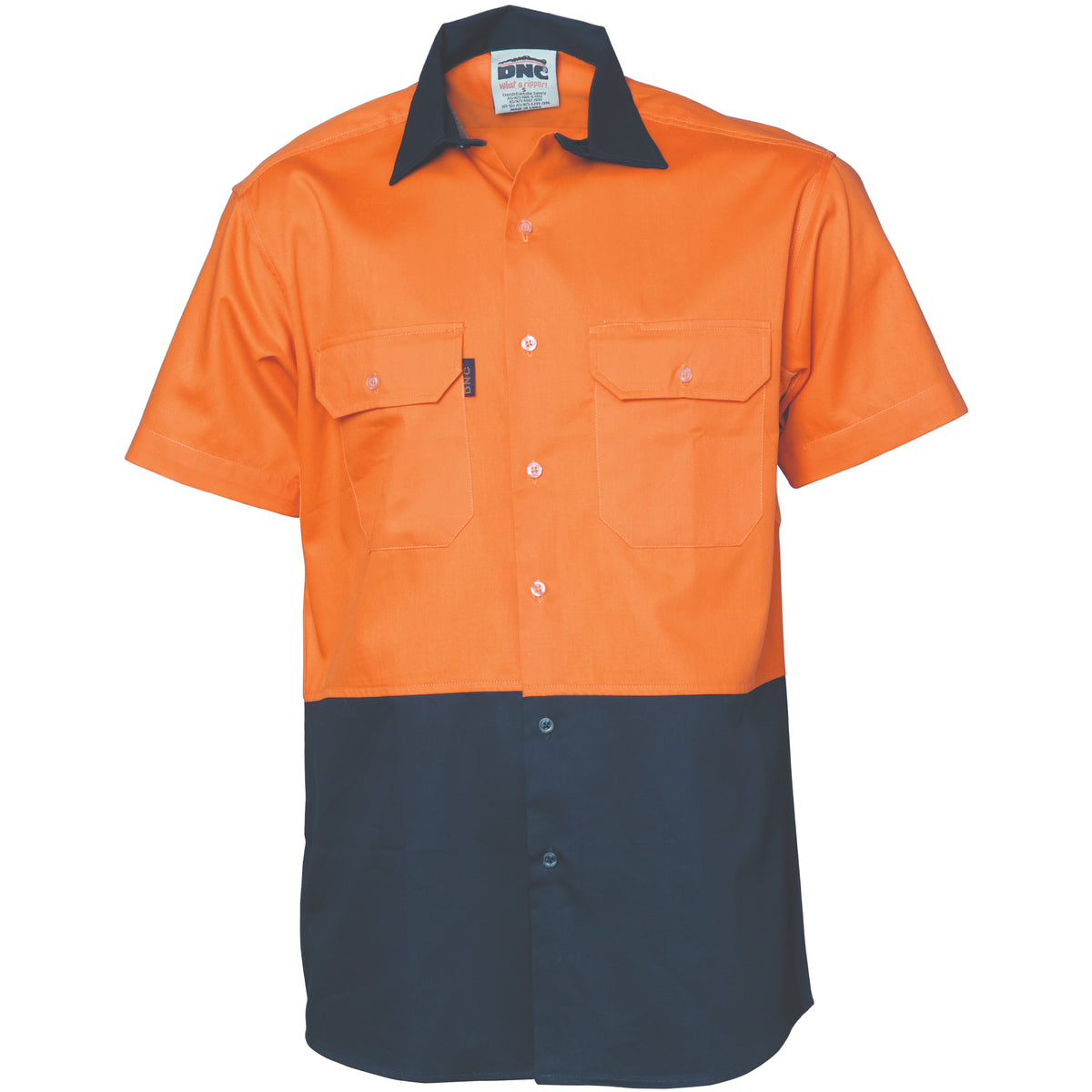 DNC Workwear HiVis Two Tone Cool-Breeze Cotton Shirt - Short Sleeve 3839