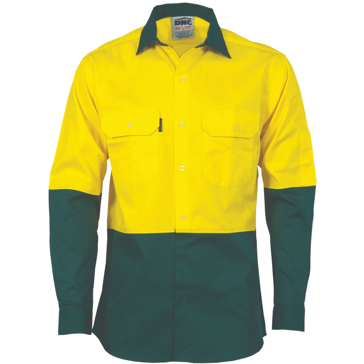 DNC Workwear HiVis Two Tone Cool-Breeze Cotton Shirt - Long Sleeve 3840