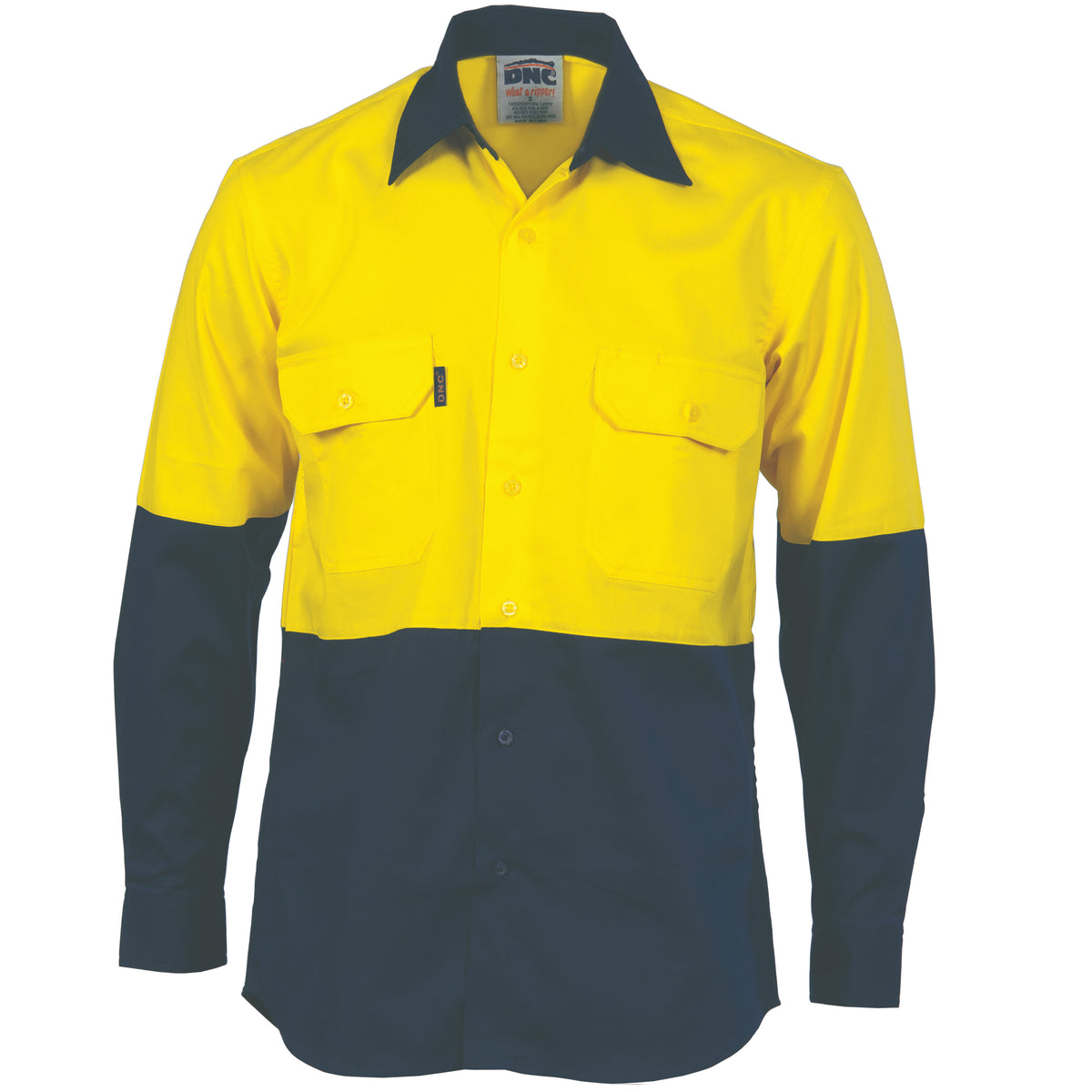 DNC Workwear HiVis Two Tone Cool-Breeze Cotton Shirt - Long Sleeve 3840