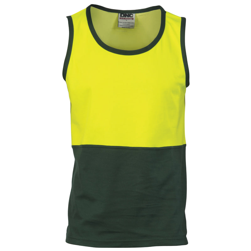 DNC Workwear Cotton Back Two Tone Singlet 3841