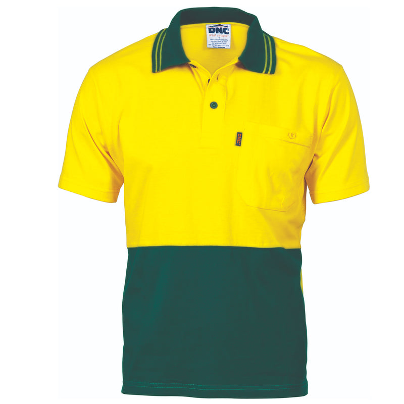 DNC Workwear HiVis Cool-Breeze Cotton Jersey Polo Shirt with Under Arm Cotton Mesh - S/S 3845