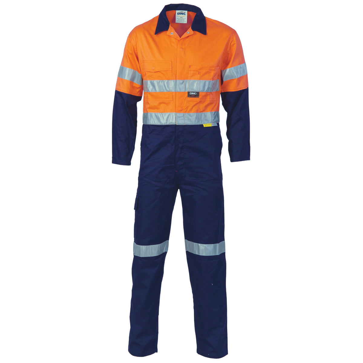 DNC Workwear HiVis Two Tone Cotton Coverall with CSR R/Tape 3855