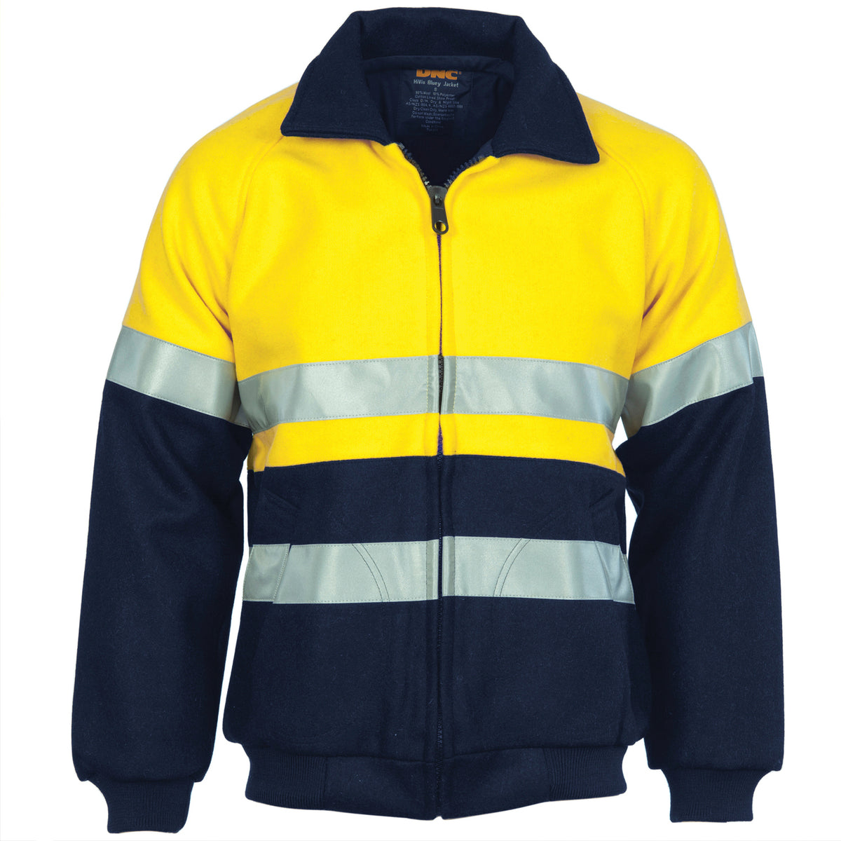 DNC Workwear HiVis Two Tone Bluey Bomber Jacket with CSR R/Tape 3859