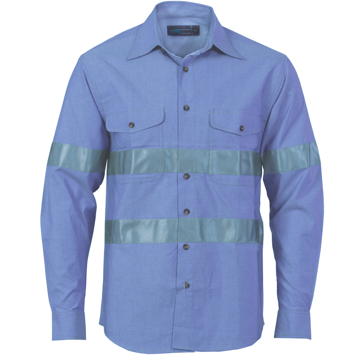 DNC Workwear Cotton Chambray Shirt with CSR R/Tape - Long Sleeve 3889