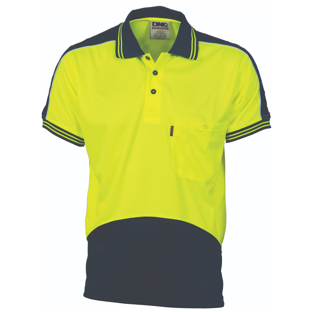 DNC Workwear HiVis Cool Breathe Panel Polo Shirt - Short Sleeve 3891