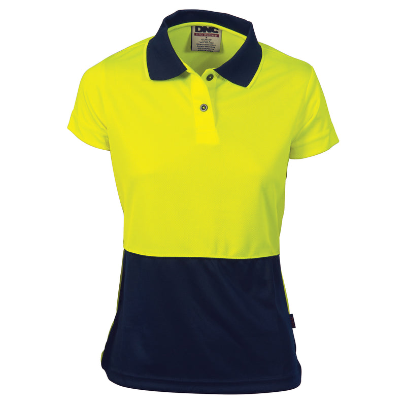 DNC Workwear Ladies HiVis Two Tone Polo - Short Sleeve 3897
