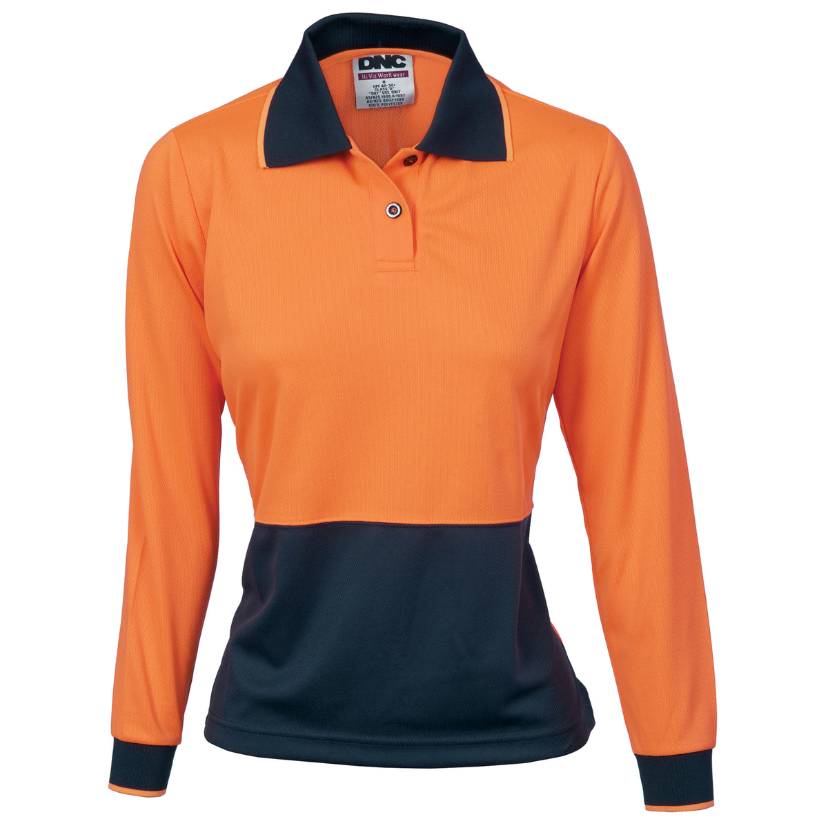 DNC Workwear Ladies HiVis Two Tone Polo Shirt - Long Sleeve 3898