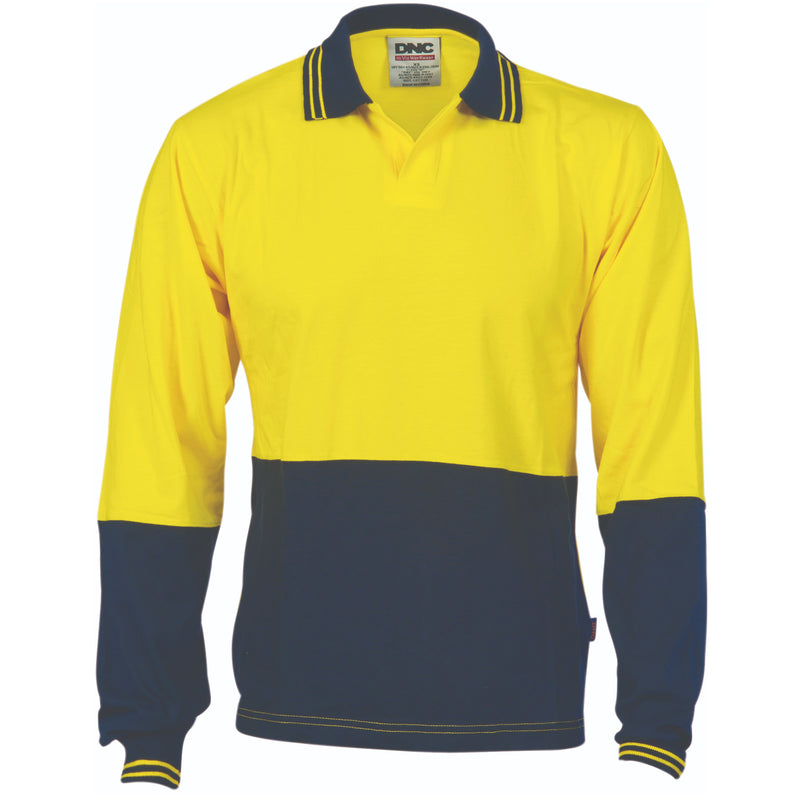 DNC Workwear HiVis Cool-Breeze Cotton Jersey Food Industry Polo - Long Sleeve 3906