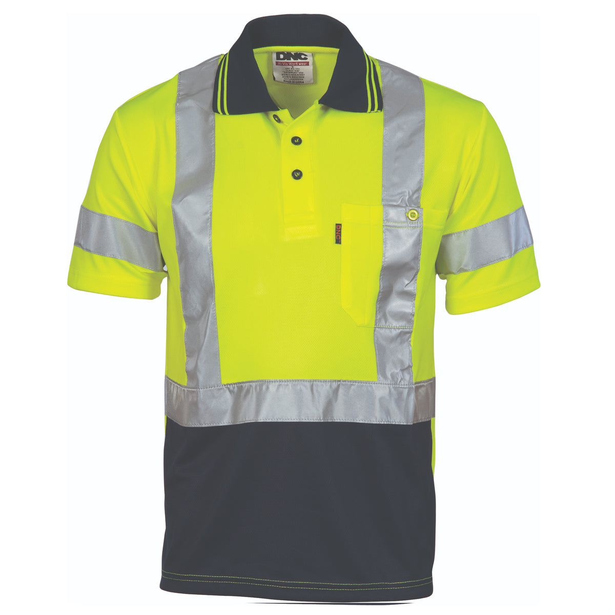 DNC Workwear HiVis D/N Cool-Breathe Polo Shirt "X" Back CSR R/Tape - Short Sleeve 3912