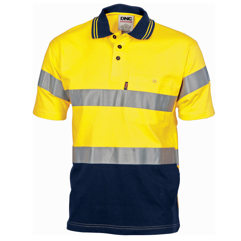 DNC Workwear Hivis Cool-Breeze Cotton Jersey Polo With CSR R/Tape - S/S 3915
