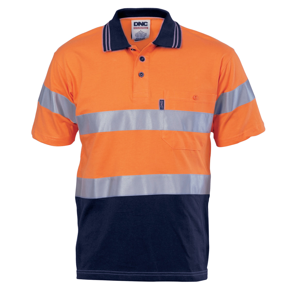 DNC Workwear Hivis Cool-Breeze Cotton Jersey Polo With CSR R/Tape - S/S 3915
