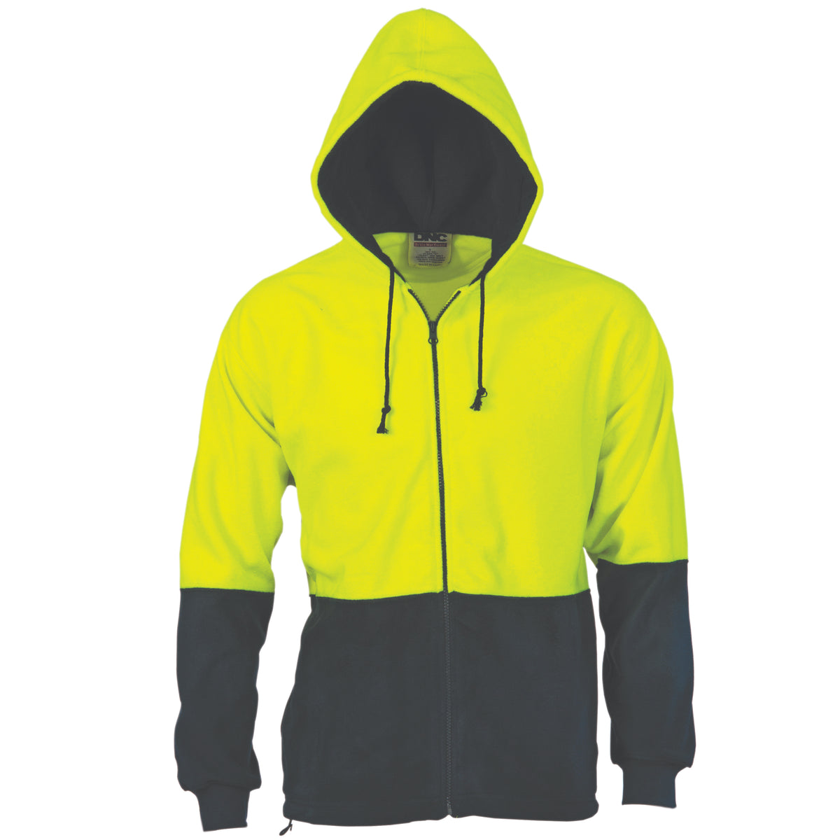 DNC Workwear HiVis Two Tone Full Zip Polar Fleece Hoodie 3927