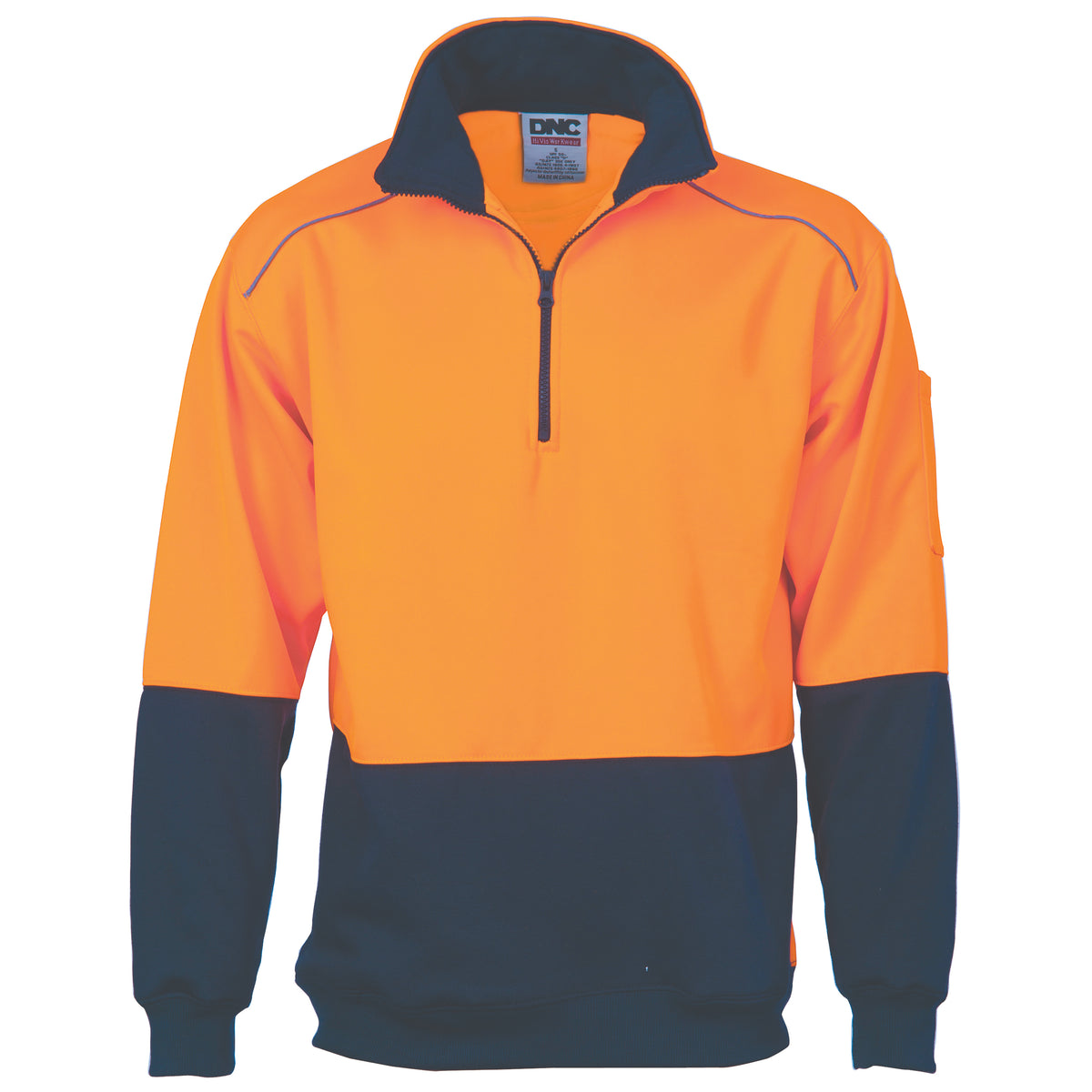 DNC Workwear HiVis Two Tone 1/2 Zip Reflective Piping Sweatshirt 3928