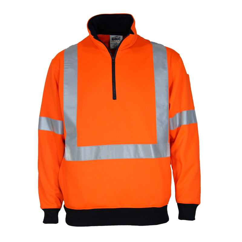 DNC Workwear HiVis 1/2 Zip "X" Back Fleecy Jumper 3933