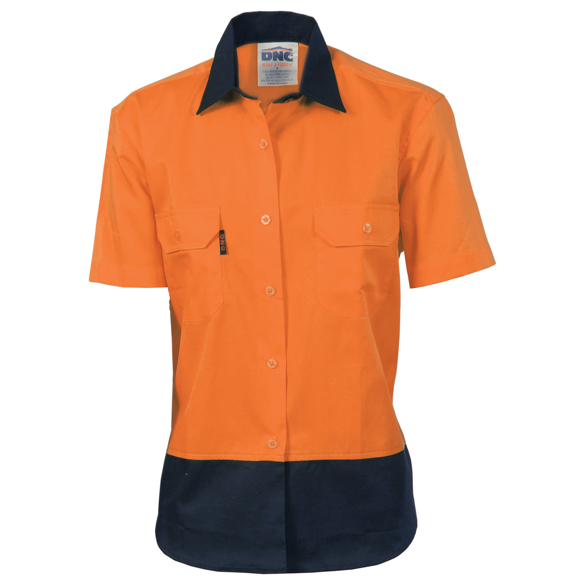 DNC Workwear Ladies HiVis Two Tone Cool-Breeze Cotton Shirt - Short Sleeve 3939